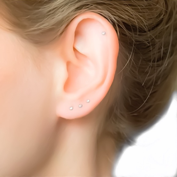 1 PAIR Gold, Shiny or Oxidized 925 Sterling Silver Teeny Tiny Dot Stud Earrings - Picture 2 of 10